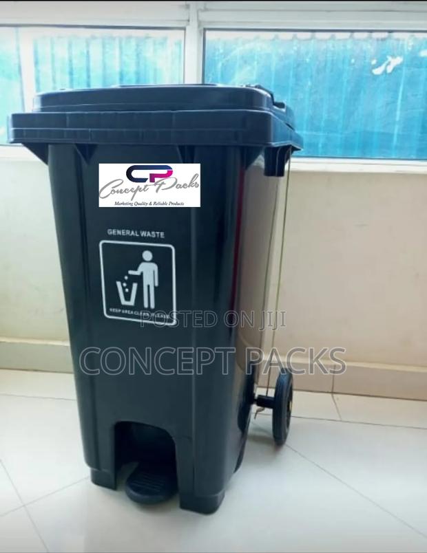 Black 100l Pedal Bin With Wheels.