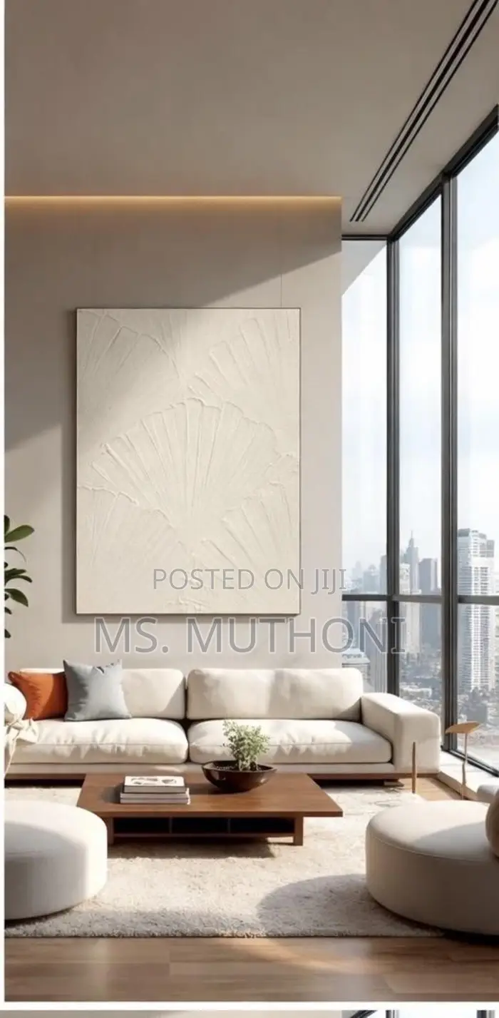 White Minimal Textured Wall Art Featuring Organic Sculptural Pattern