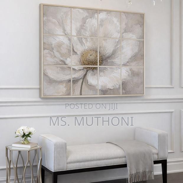 Elegant Floral Textured Wall Art Set Featuring Soft Neutral Tones - main view