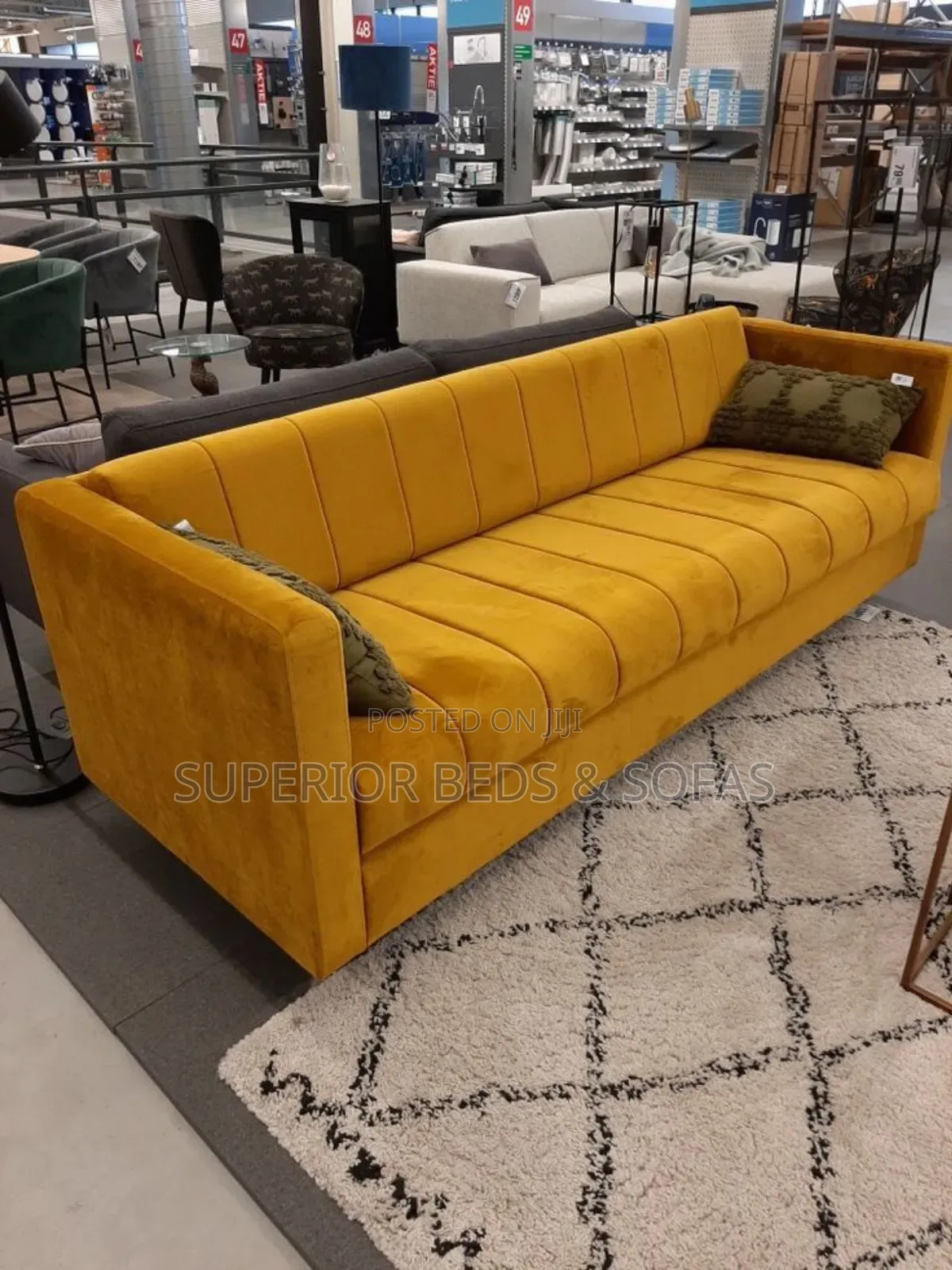 Mustard Velvet 3 Seater Sofa on Sale