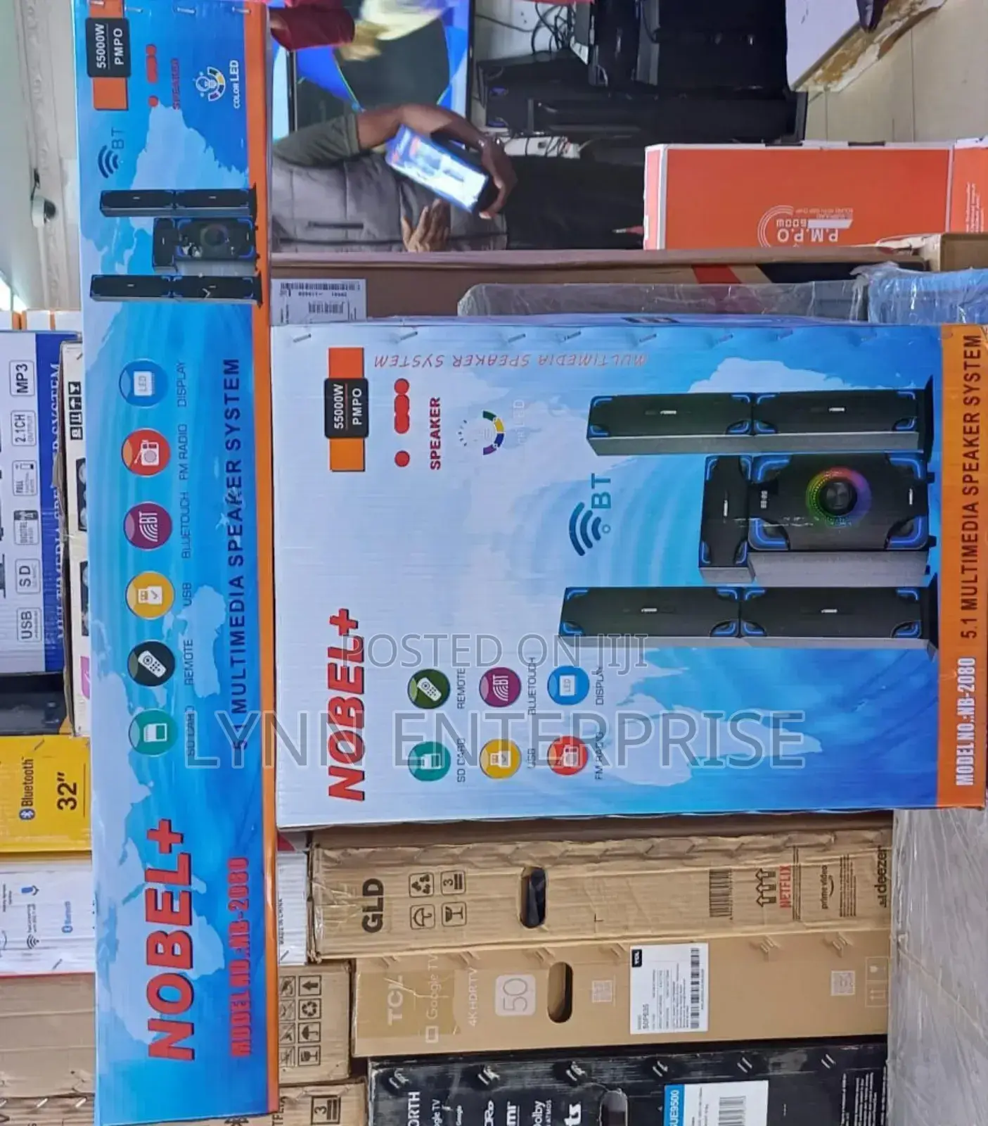 Nobel Tall Boy Speakers-Bt Hometheare-55000w Pmpo-