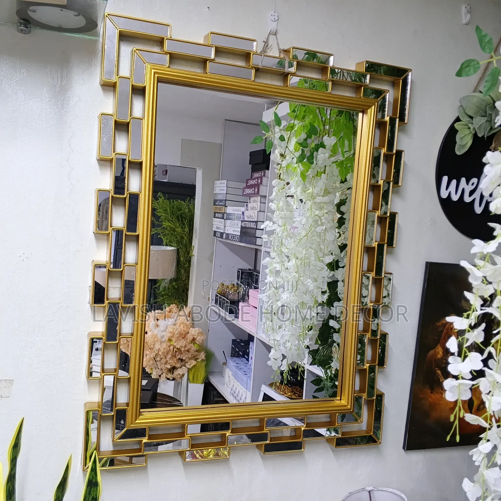 Decorative Mirror Rectanglar Interior Wall Gold Decor