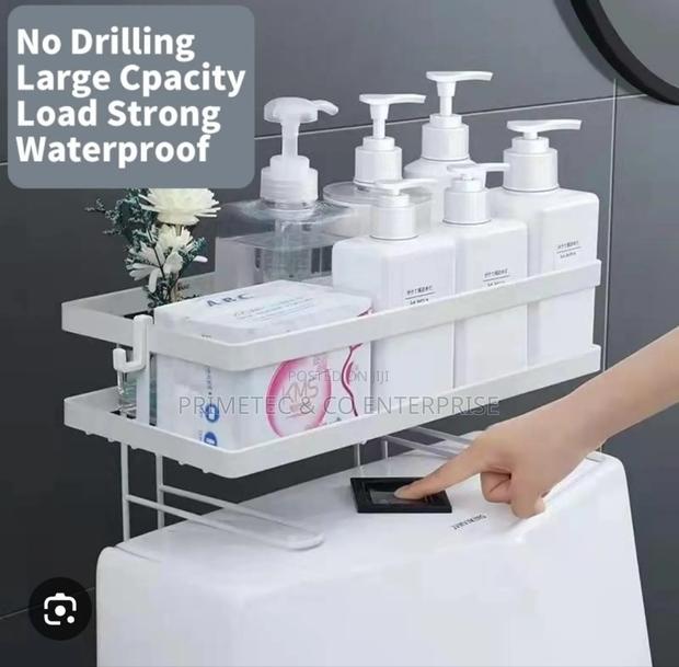 34x15x7cm Single Layer Metallic Toilet Top Organizer Rack