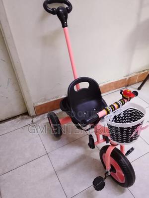 Kids Pink Tricycle With Push Handle - thumbnail 2