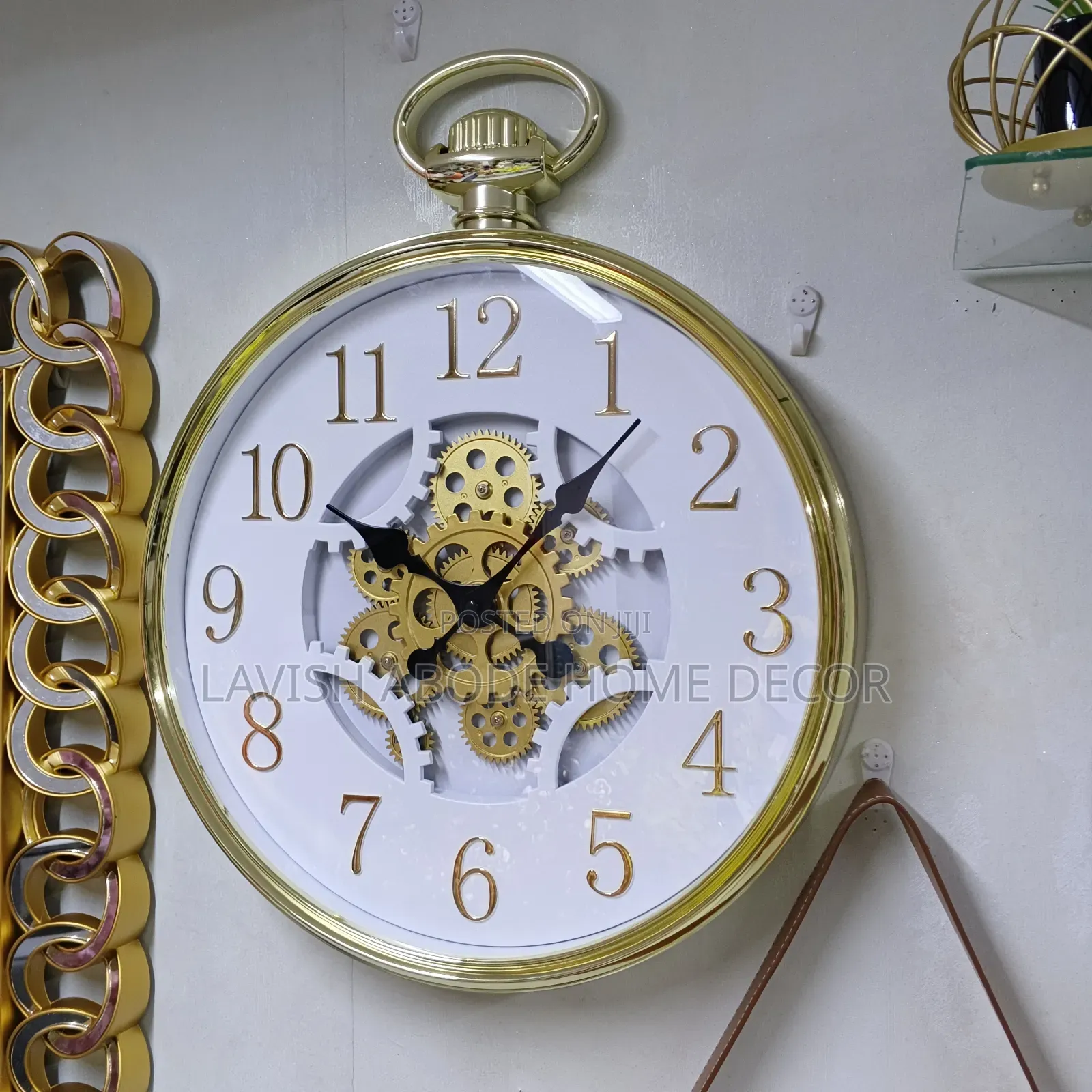Gold Gear Wall Clock Antique Decor