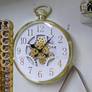 Gold Gear Wall Clock Antique Decor