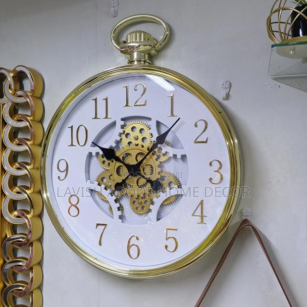 Gold Gear Wall Clock Antique Decor