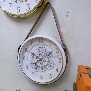Decorative Gear Wall Clock With Leather Strap