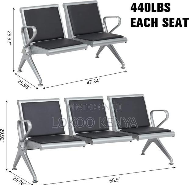 Bench; 3 Link Heavy Duty Pu Leather Padded Reception Bench - thumbnail 4
