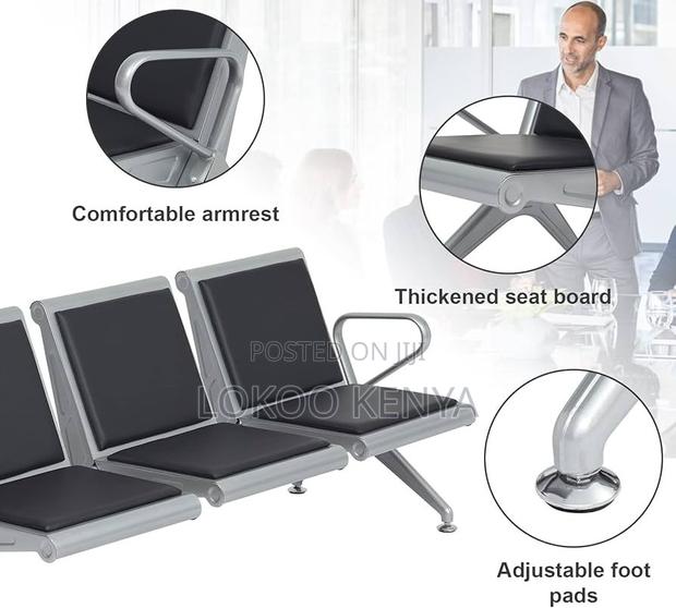 Bench; 3 Link Heavy Duty Pu Leather Padded Reception Bench - thumbnail 10
