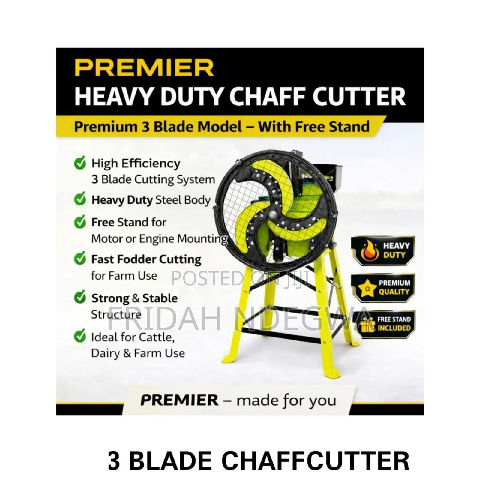 Premier Heavy Duty Three Blade Chaff Cutter