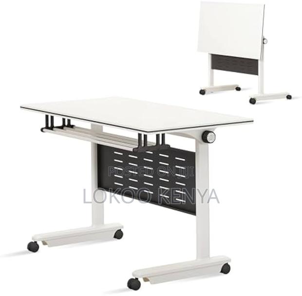 Office Desk; 120 Cm X 60 Cm Modern Foldable Space Saving Training Desk - thumbnail 4