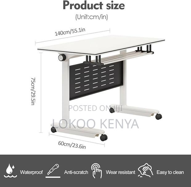 Office Desk; 120 Cm X 60 Cm Modern Foldable Space Saving Training Desk - thumbnail 5