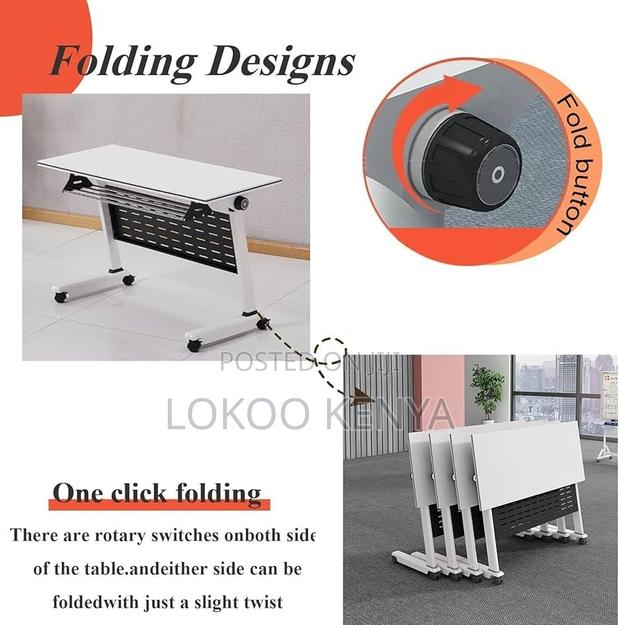 Office Desk; 120 Cm X 60 Cm Modern Foldable Space Saving Training Desk - thumbnail 8
