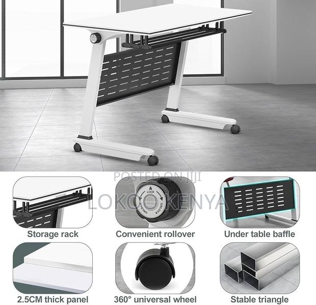 Office Desk; 120 Cm X 60 Cm Modern Foldable Space Saving Training Desk - thumbnail 9