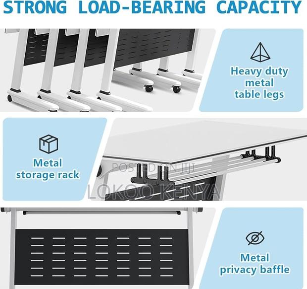 Office Desk; 120 Cm X 60 Cm Modern Foldable Space Saving Training Desk - thumbnail 10
