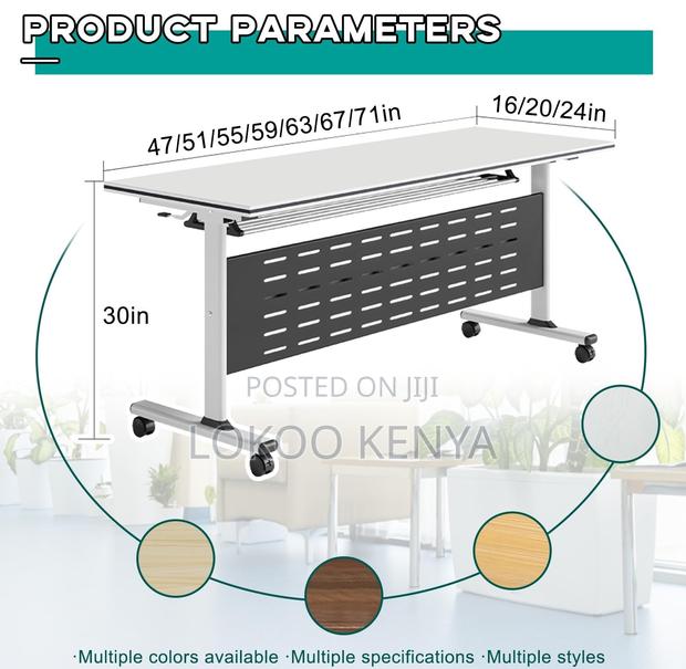 Office Desk; 120 Cm X 60 Cm Modern Foldable Space Saving Training Desk - thumbnail 13