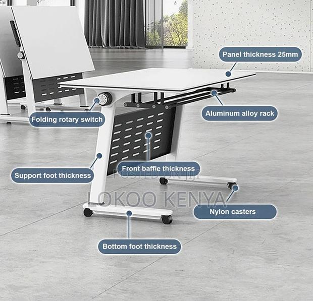 Office Desk; 120 Cm X 60 Cm Modern Foldable Space Saving Training Desk - thumbnail 14
