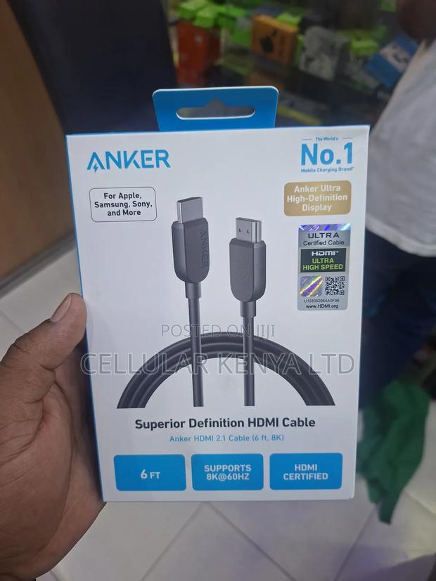 Anker Hdmi 2.1 Cable at 60hz 48 GBPS – 6ft