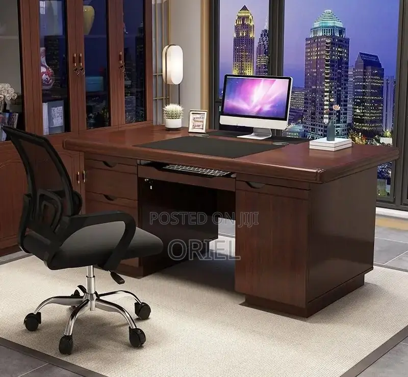 Office Desk : 1.2m Executive Mahogany Solid Wood Office Desk