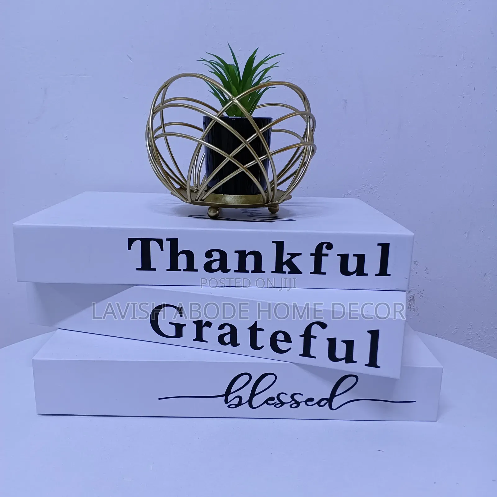 3 Decor Fake Books Thankful, Grateful, Blessed
