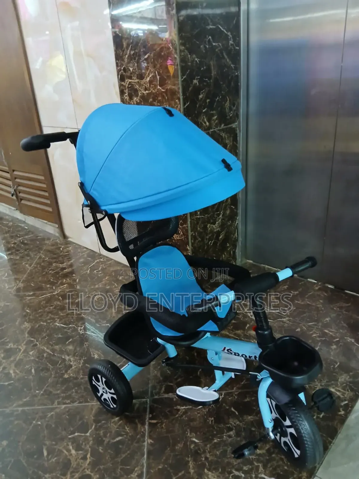 Kids Tricycles With Canopy, Push Handle and Cage