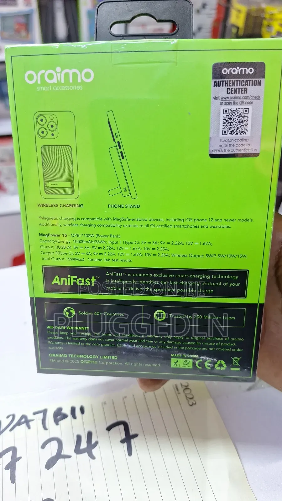 Oraimo 15 (Opb-7102w) 10,000mah Magnetic Wireless Power Bank.
