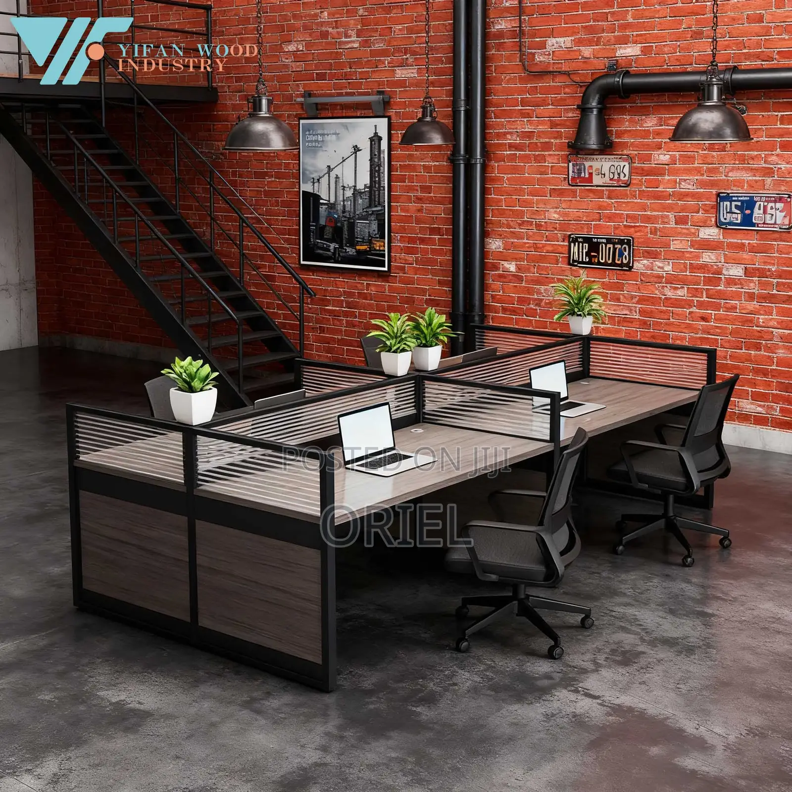Office Workstation : 4-Way Collaborative Office Working Desk