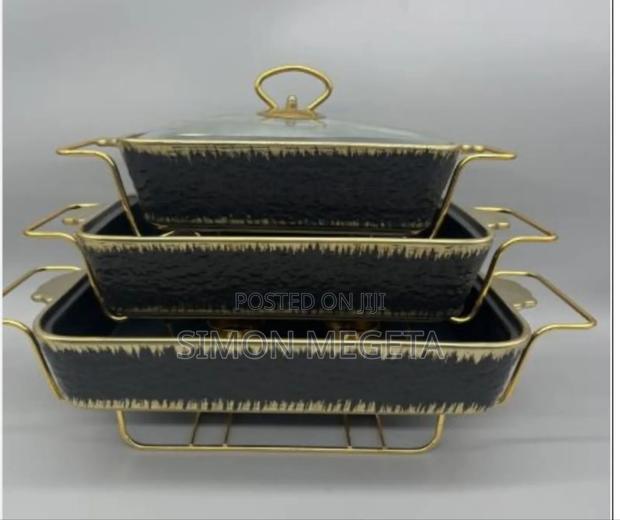 Black 3 PCS Ceramic Chaffing Dishes