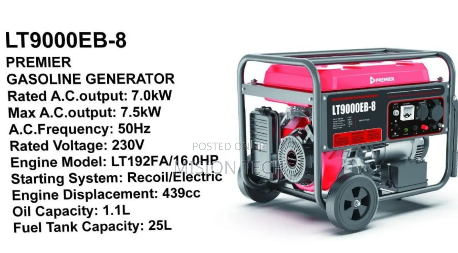 Premier Lt9000eb-8 7kw Gasoline Generator 