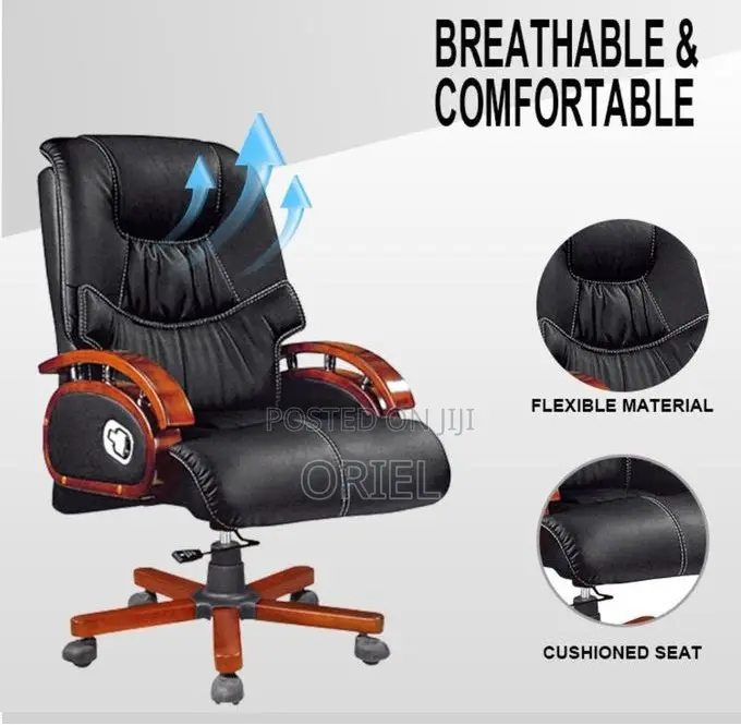 Modern Office Chair : Wooden Frame Executive High-Back Office Chair