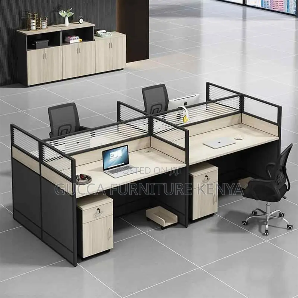 4-way Brown Modular Office Workstation