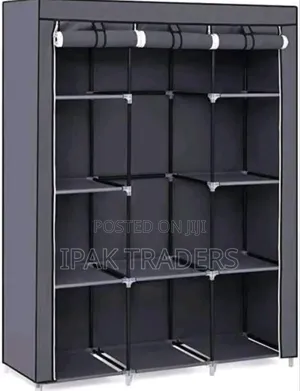 Portable Metallic Wardrobe 3 Column 130×45×170cm