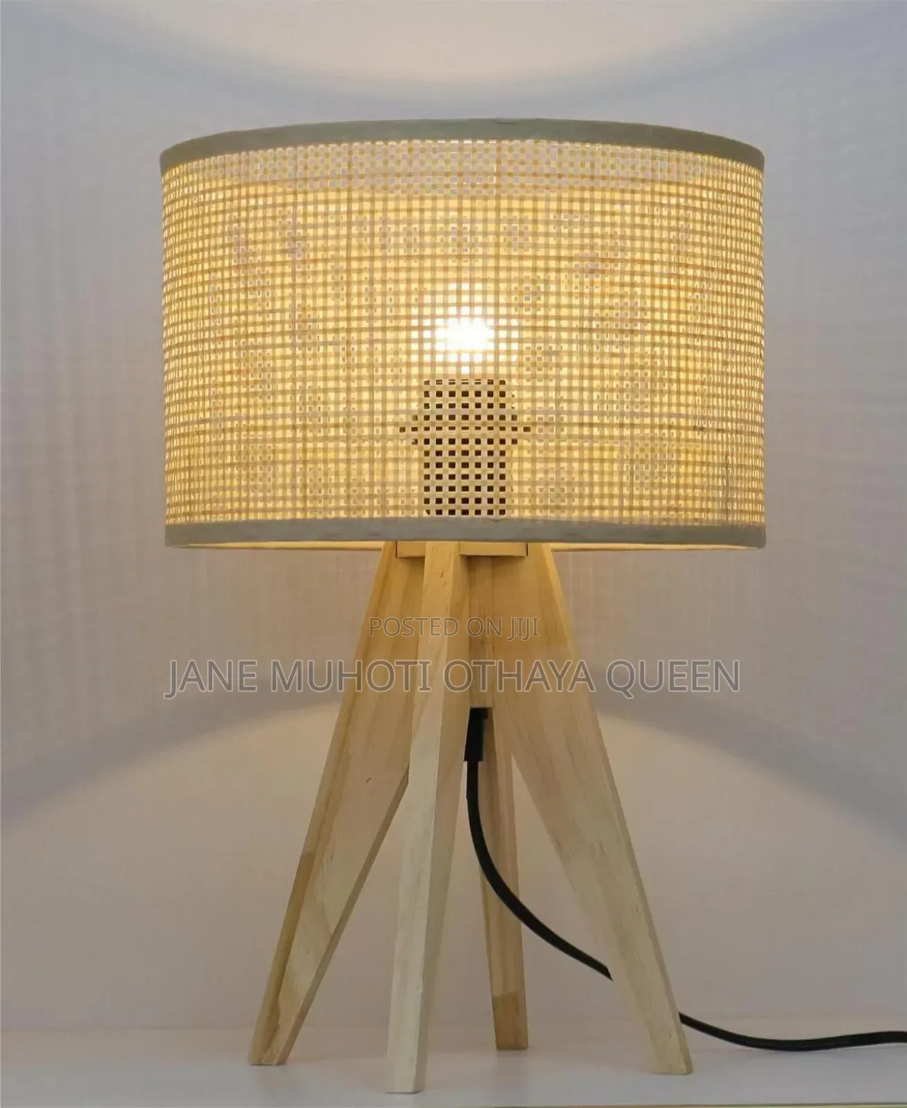 Wooden Rattan Table Lamp