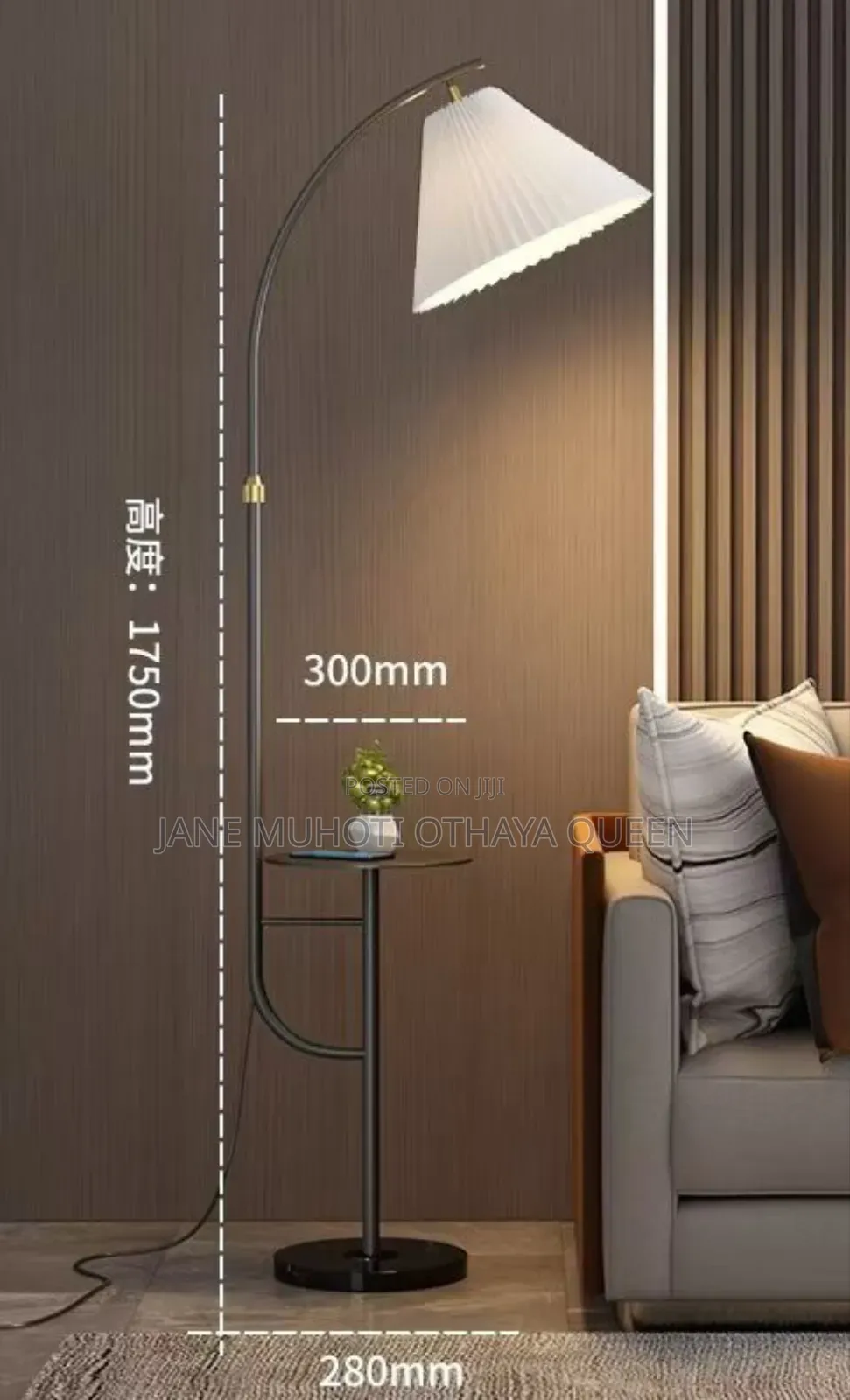 Elegant Arc Floor Lamp With Side Table