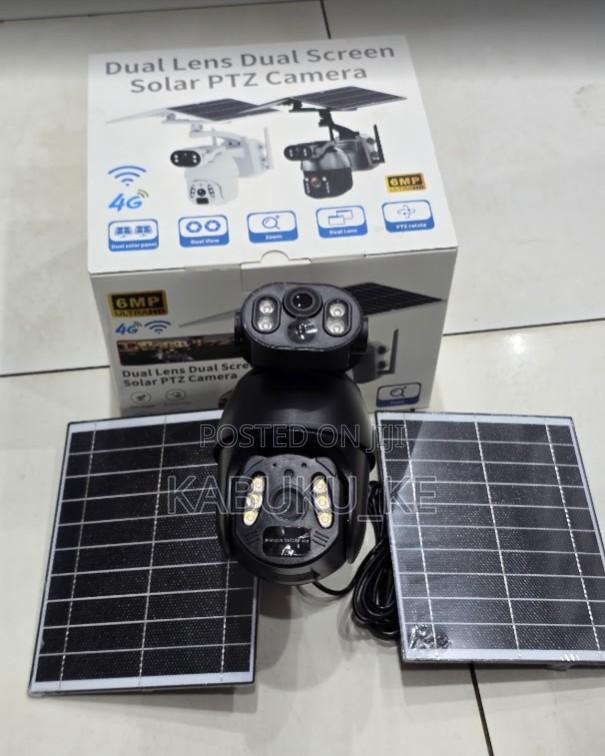 4g Ubox Solar Powered Security Camera 6mp Dual Lens Camera 360 ° Ptz