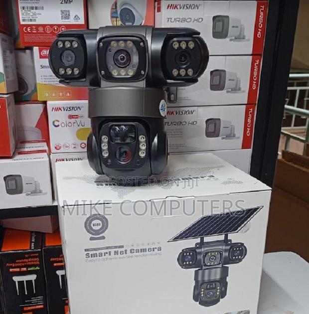 4g Triple Lense Solar PTZ Camera With Solar Floodlight