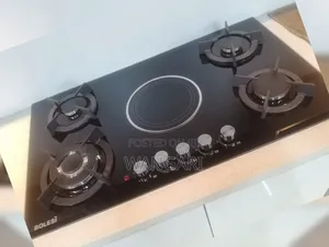 Bolesi Hob Cooker, 4+1 Work Burner Gass Tampered Glass