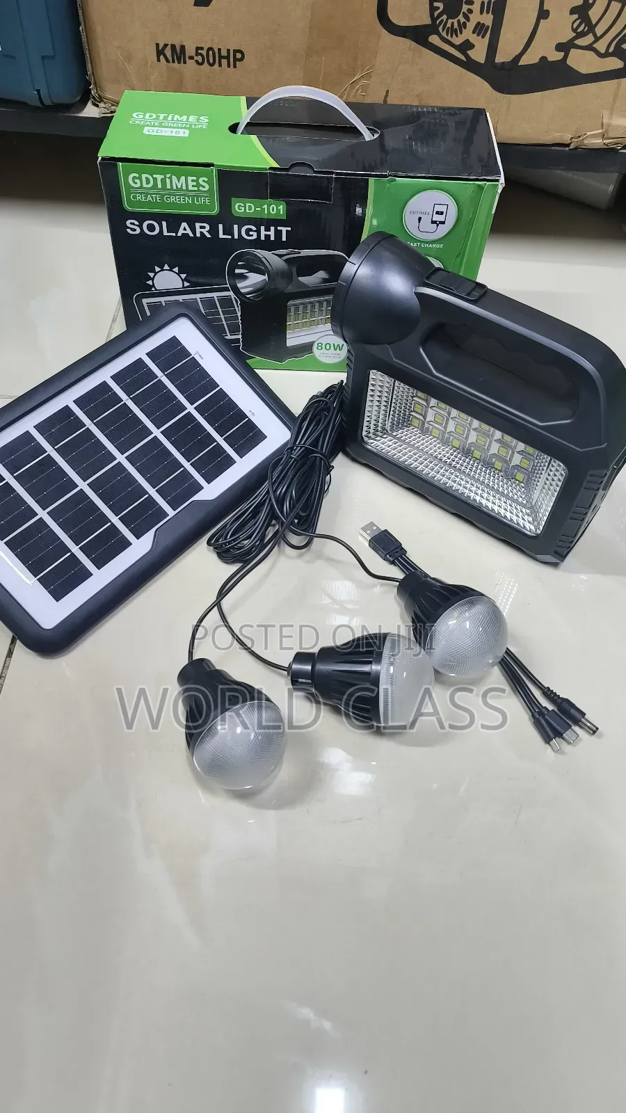 Gdtimes Solar Full Kit With 3 Bulbs, Torch and Battery