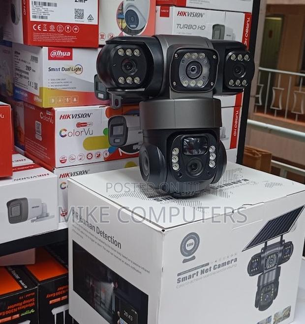 Triple Lens Outdoor Solar PTZ 360 Camera 3 Lens