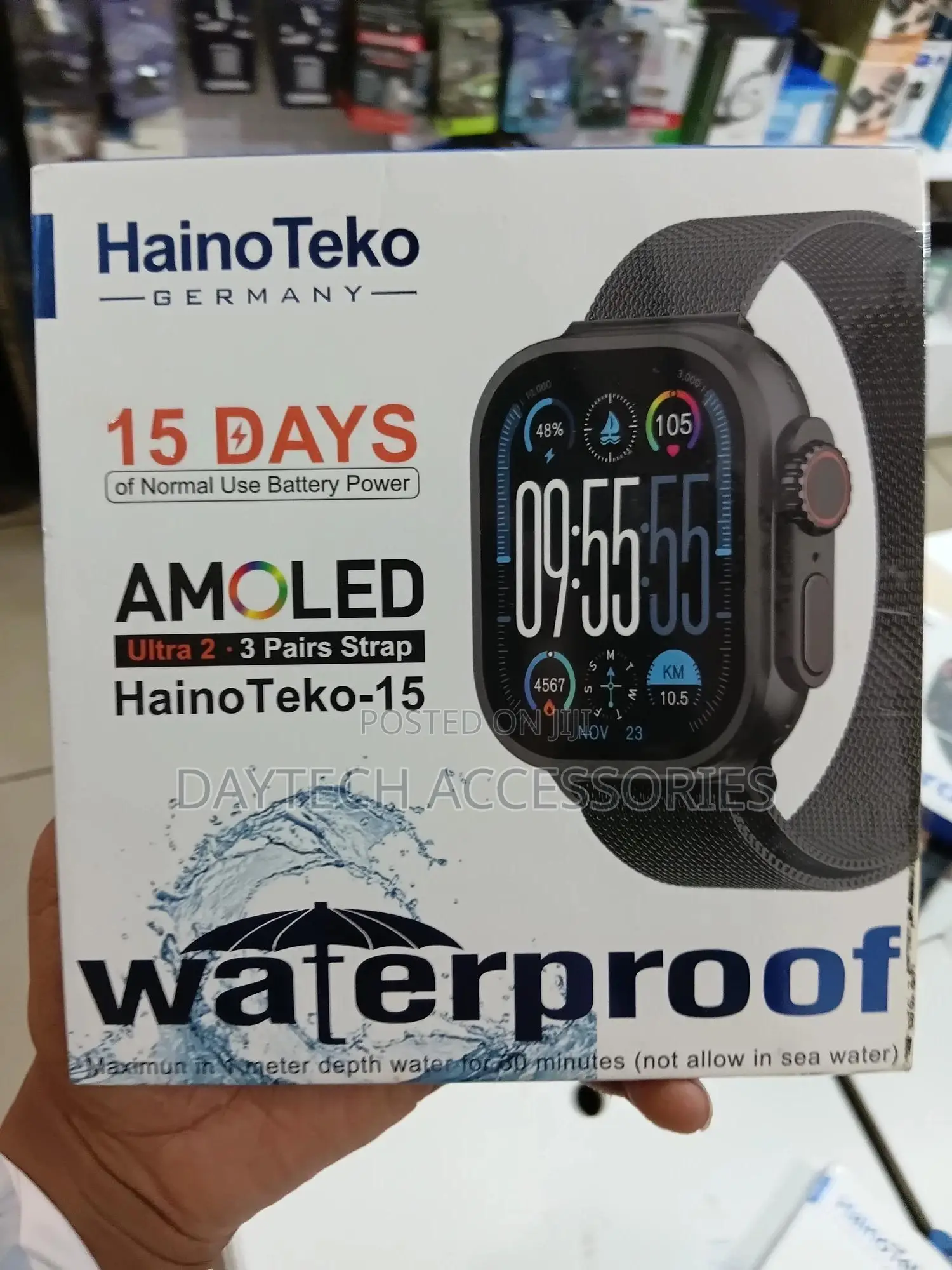 Hainoteko-15 Waterproof Smart Watch With Full Screen Amoled