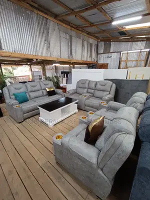 Light Grey 7 Seater Semi Recliner Sofa