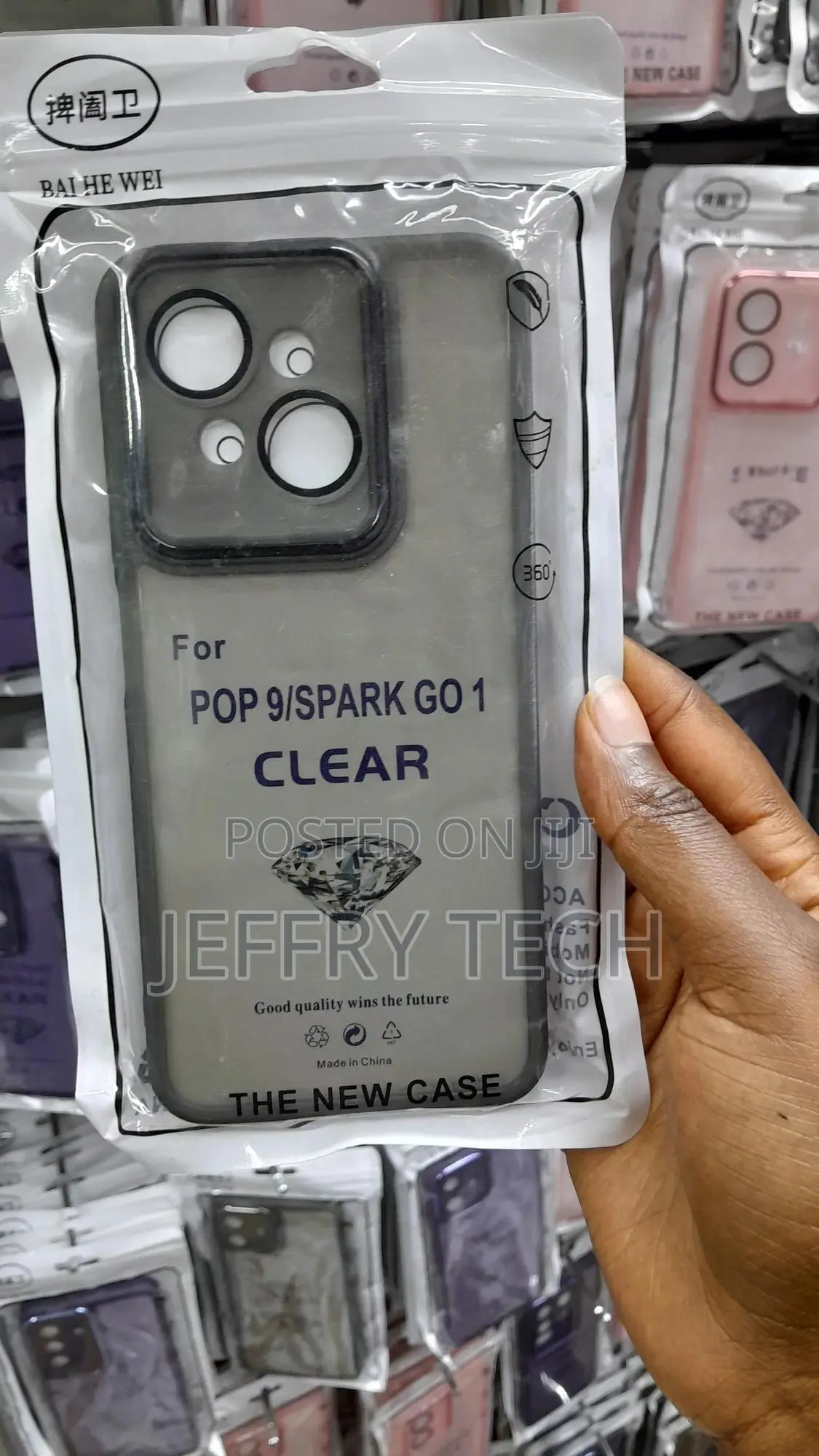 Niear Matte Transparent Case Bumper Frosted Tecno Pop 9 Case -Gray
