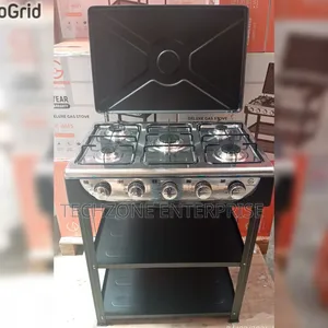 Eurochef 5 Burner Standing Cooker With Shelves Silver 