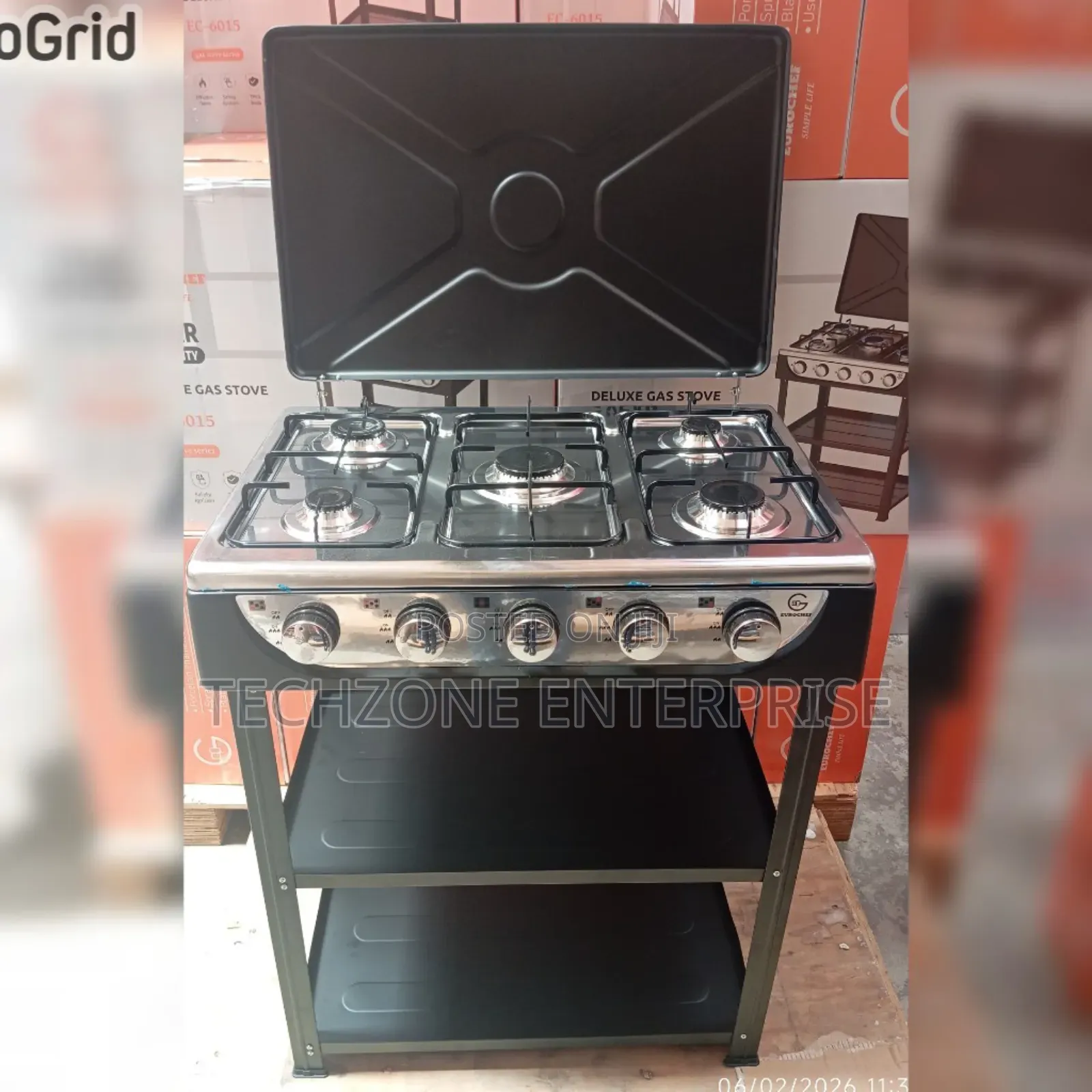 Eurochef 5 Burner Standing Cooker With Shelves With Durable Frames 