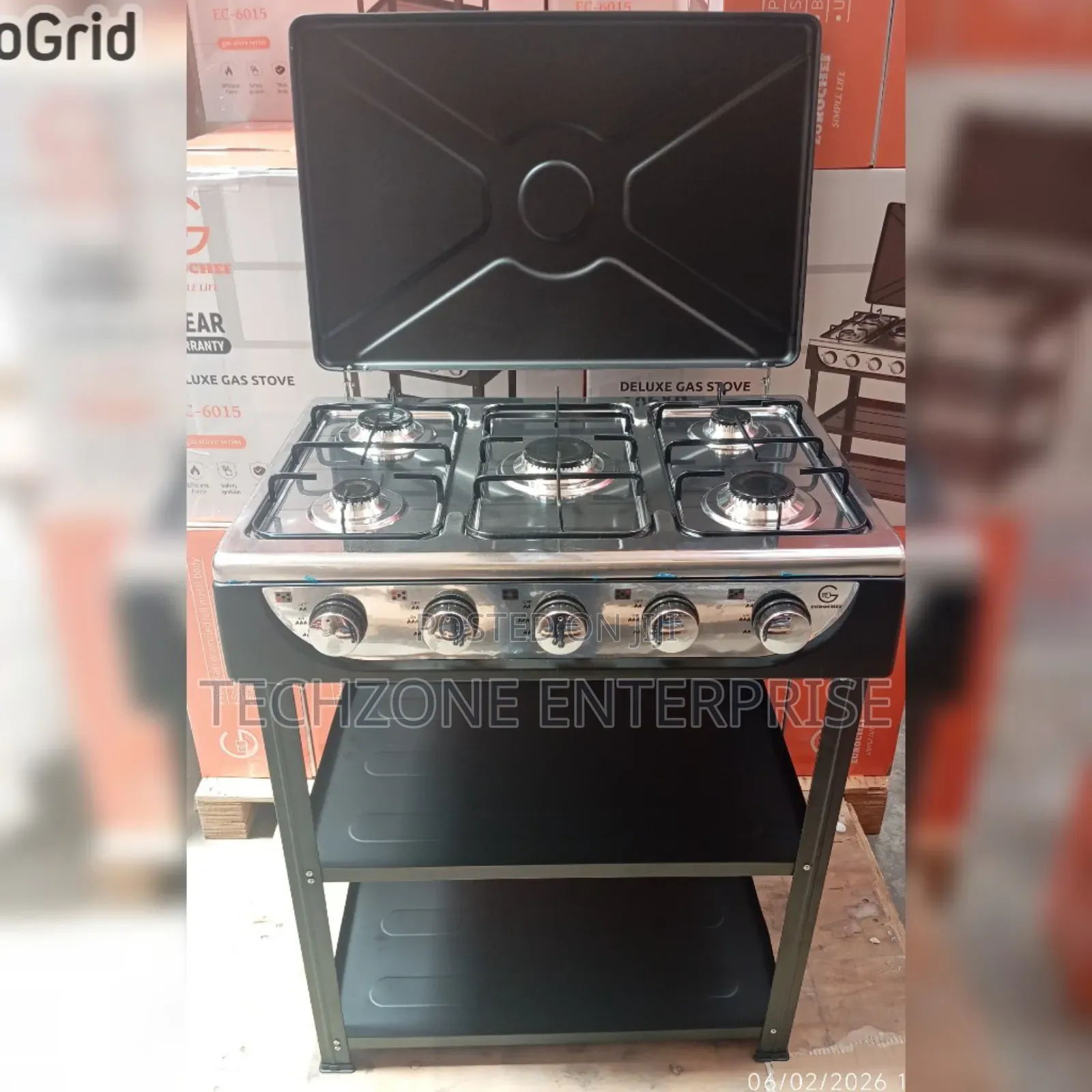 Eurochef 5 Burner Quality Standing Cooker With Shelves 