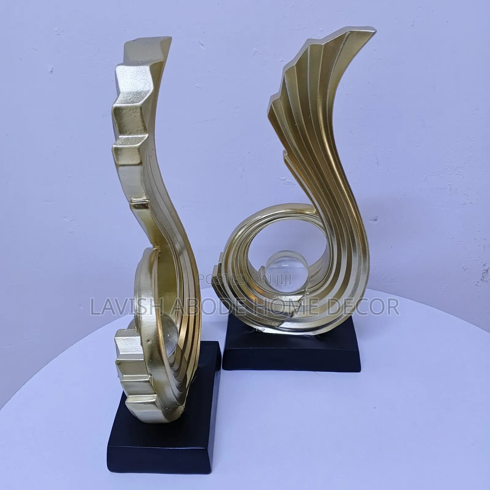 Gold Sculpture With Crystal Ball