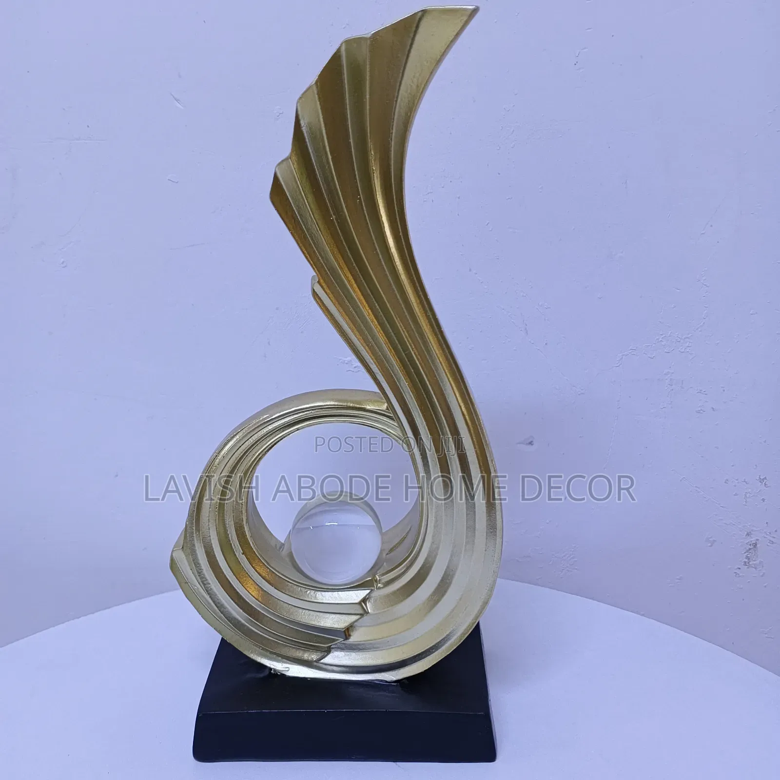 Gold Sculpture With Crystal Ball
