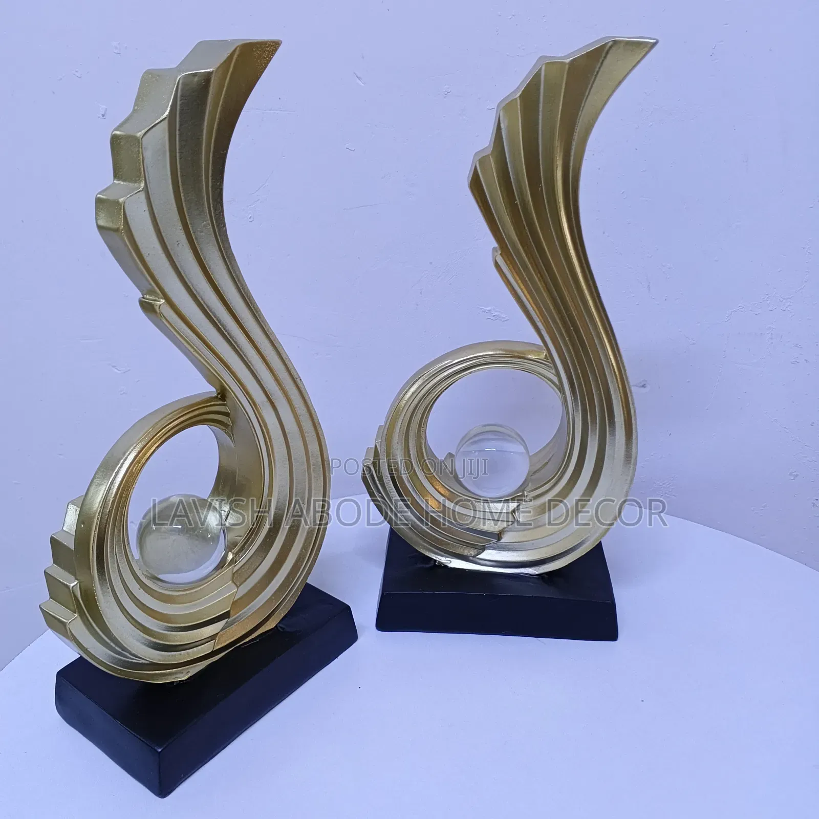 Gold Sculpture With Crystal Ball