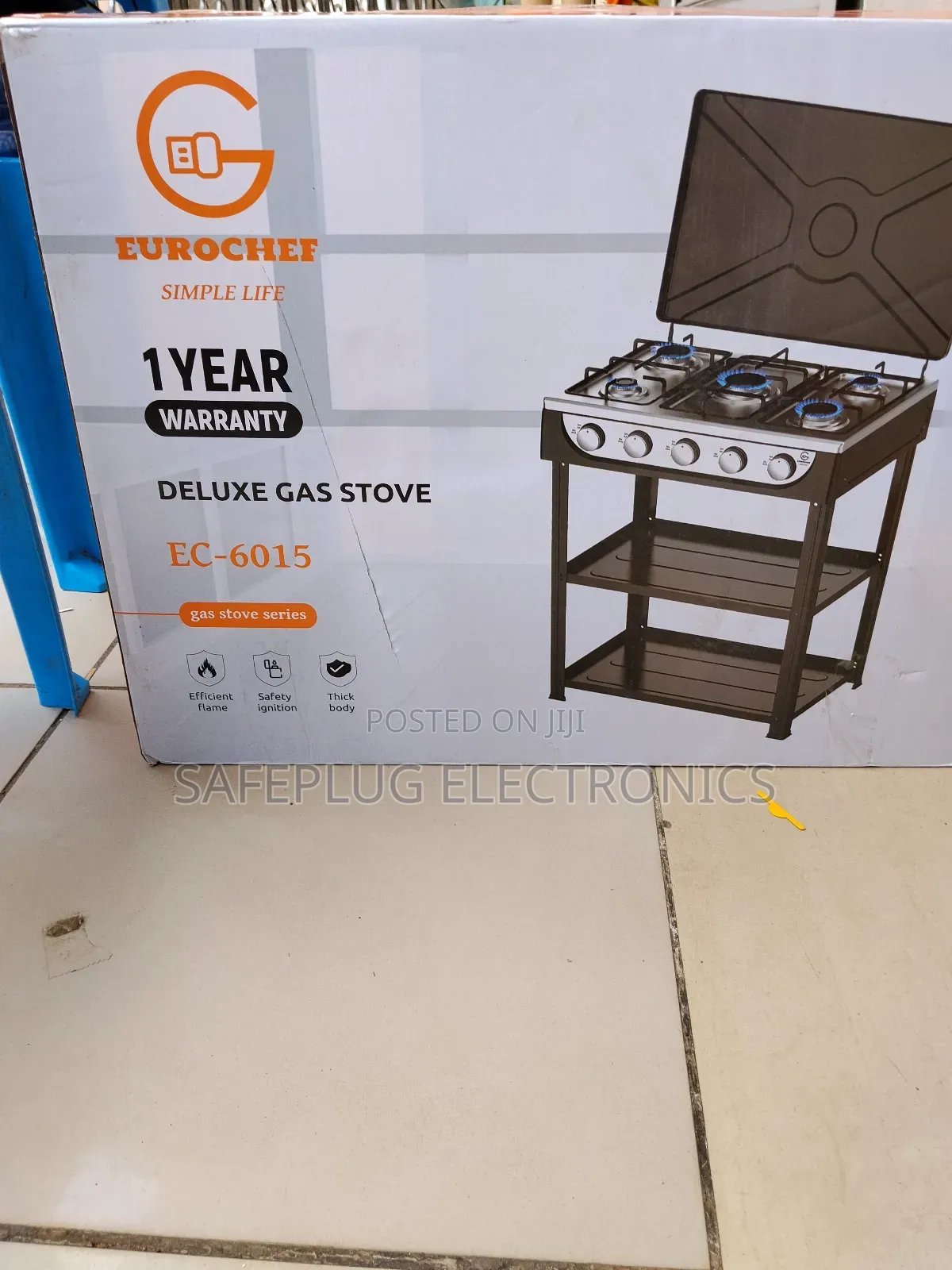 Eurochef 5-Burner Standing Cooker + 2 Shelves - Heavy Duty Gas Stove!